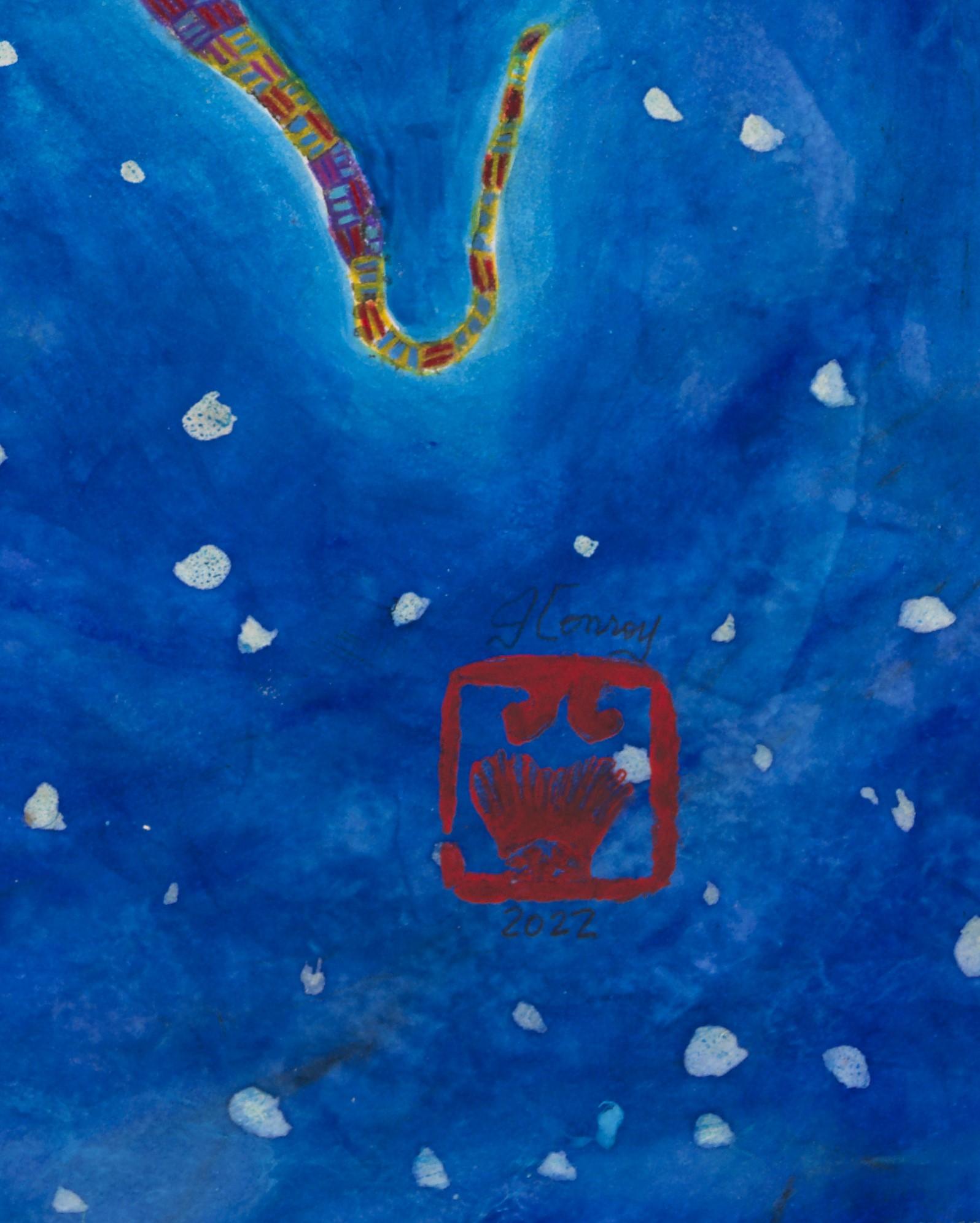 UFO (Unidentified Flying Octopus) - Gyotaku Style Print,  Psychedelic Pattern - Contemporary Painting by Jeff Conroy