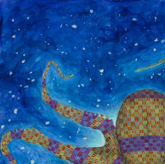 UFO (Unidentified Flying Octopus) - Gyotaku Style Print,  Psychedelic Pattern