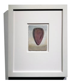 Jarrón - Acuarela y Gouache sobre Papel, Vaso de Vidrio Morado, Azul Pálido y Beige