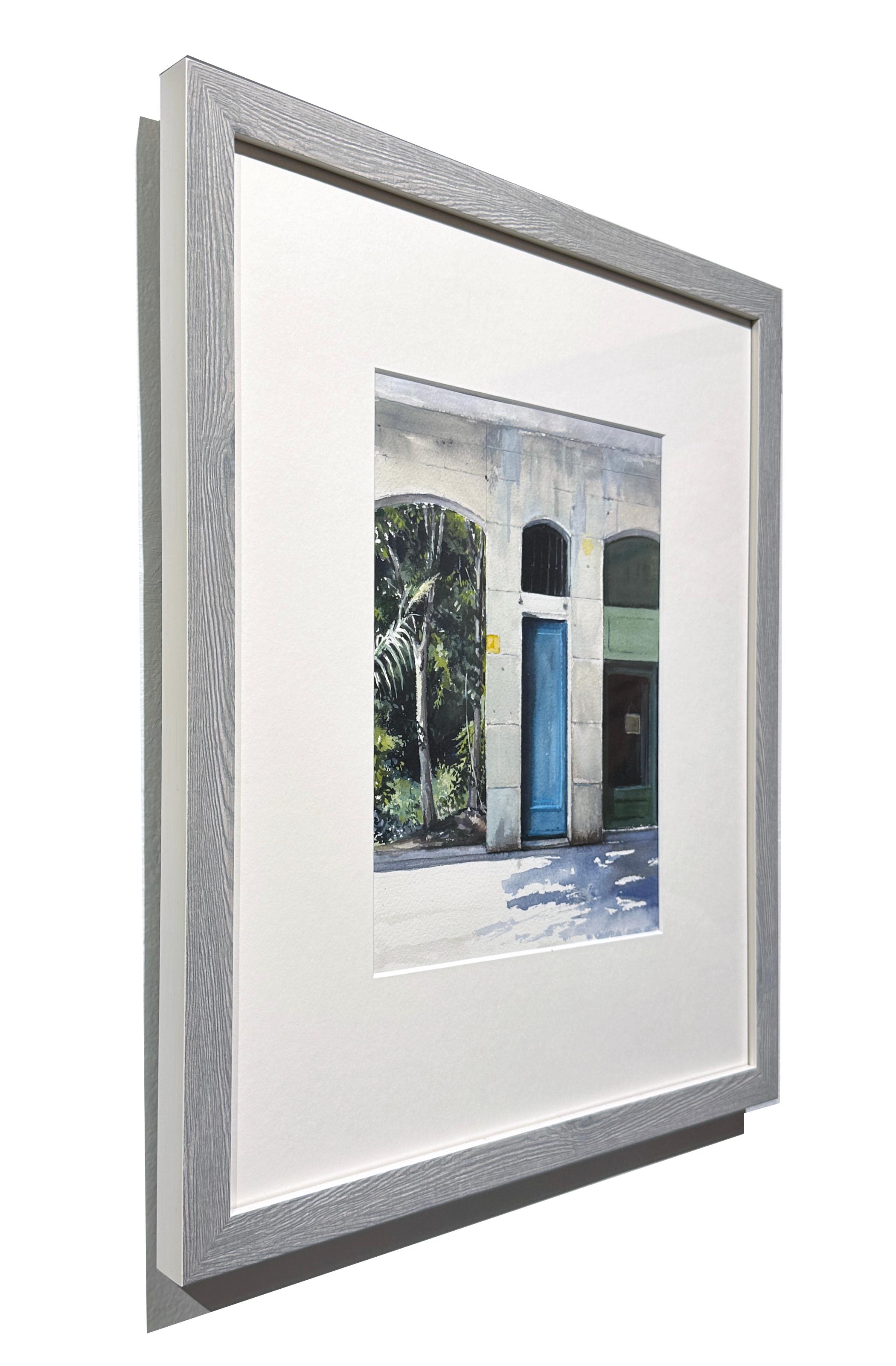 Girona Blue Door - Three Architectural Stone Doorways, Lush Tropical Landscape For Sale 2