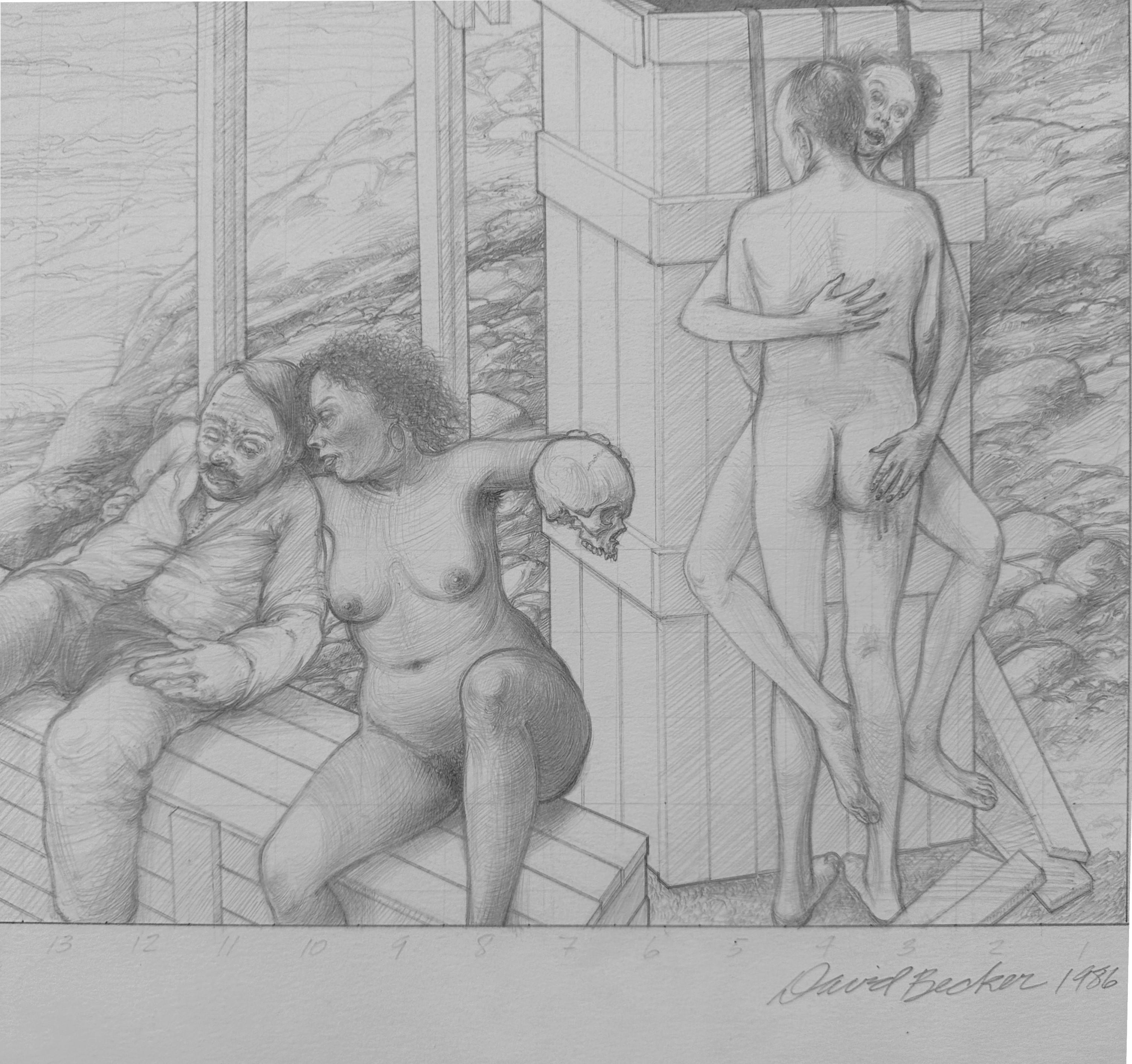 Day of the Painter - Allegorical Drawing  with the Artist and Multiple Figures For Sale 2