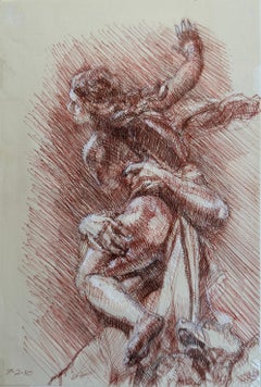The Rape of Persephone by Bernini, Galleria Borghese -Original Sepia Ink Drawing