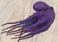 Viola Nurple - Pittura a inchiostro Sumi in stile Gyotaku raffigurante un polpo di colore viola