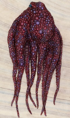 Ron Rojo - Pintura de tinta sumi estilo Gyotaku de un pulpo