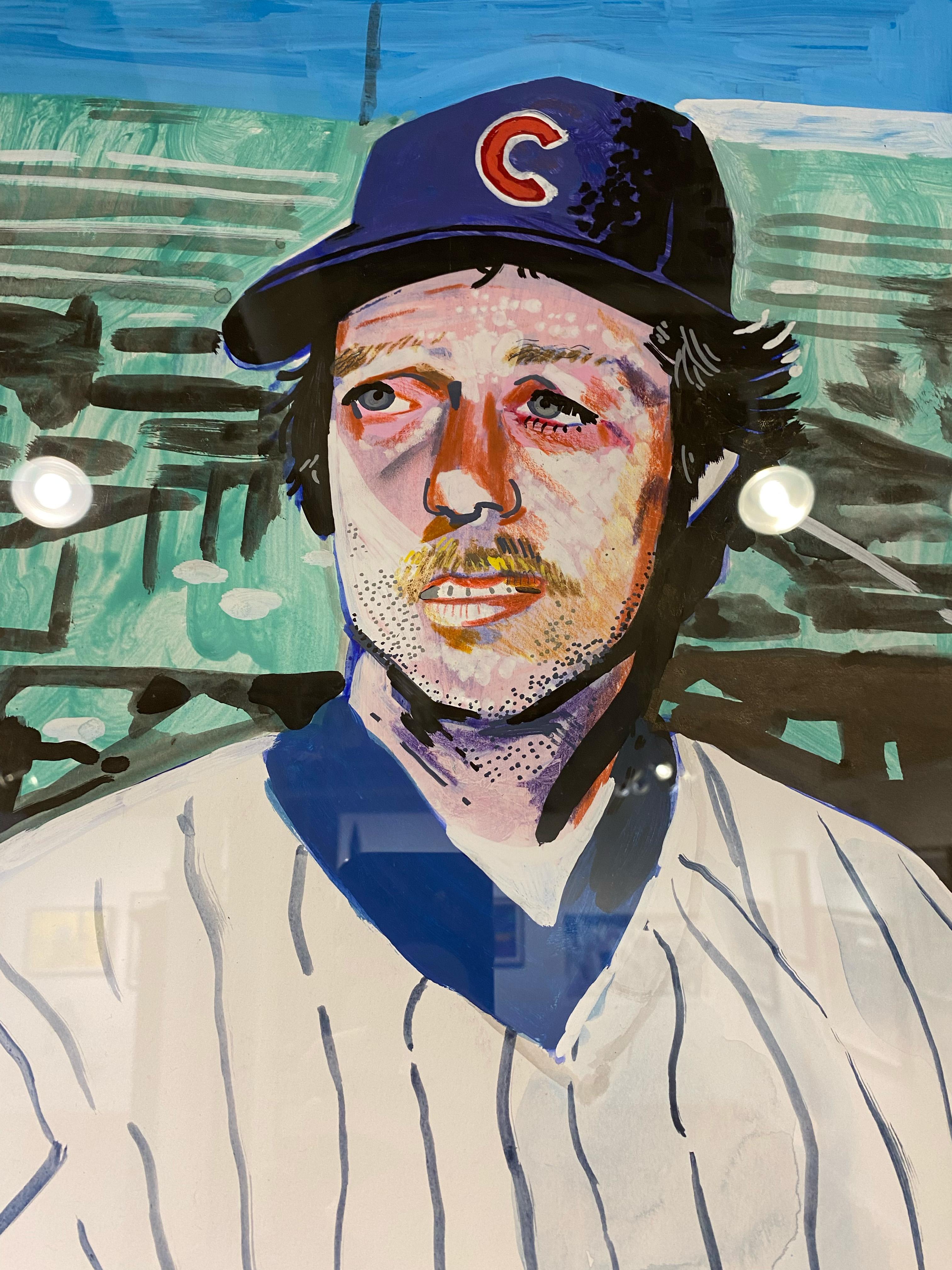 Greg G - Stylized Baseball Card of Chicago Cub Greg Gross, Original, Framed - Modern Art by Patrick Vale