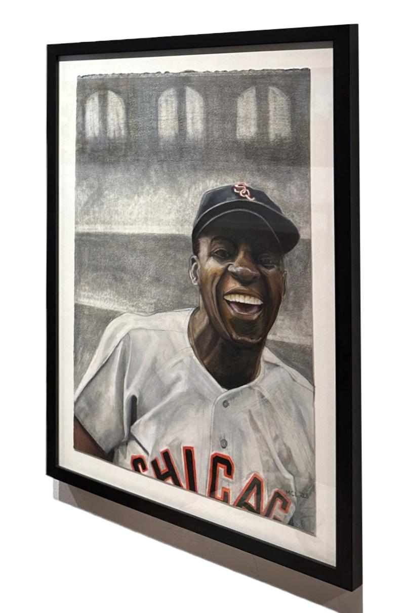 Minnie Minoso - Baseball Great, Original Framed Watercolor on Archival Paper For Sale 2