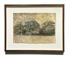 New France and Labrador - Detailed Graphite Landscape on Antiqued Map, Framed