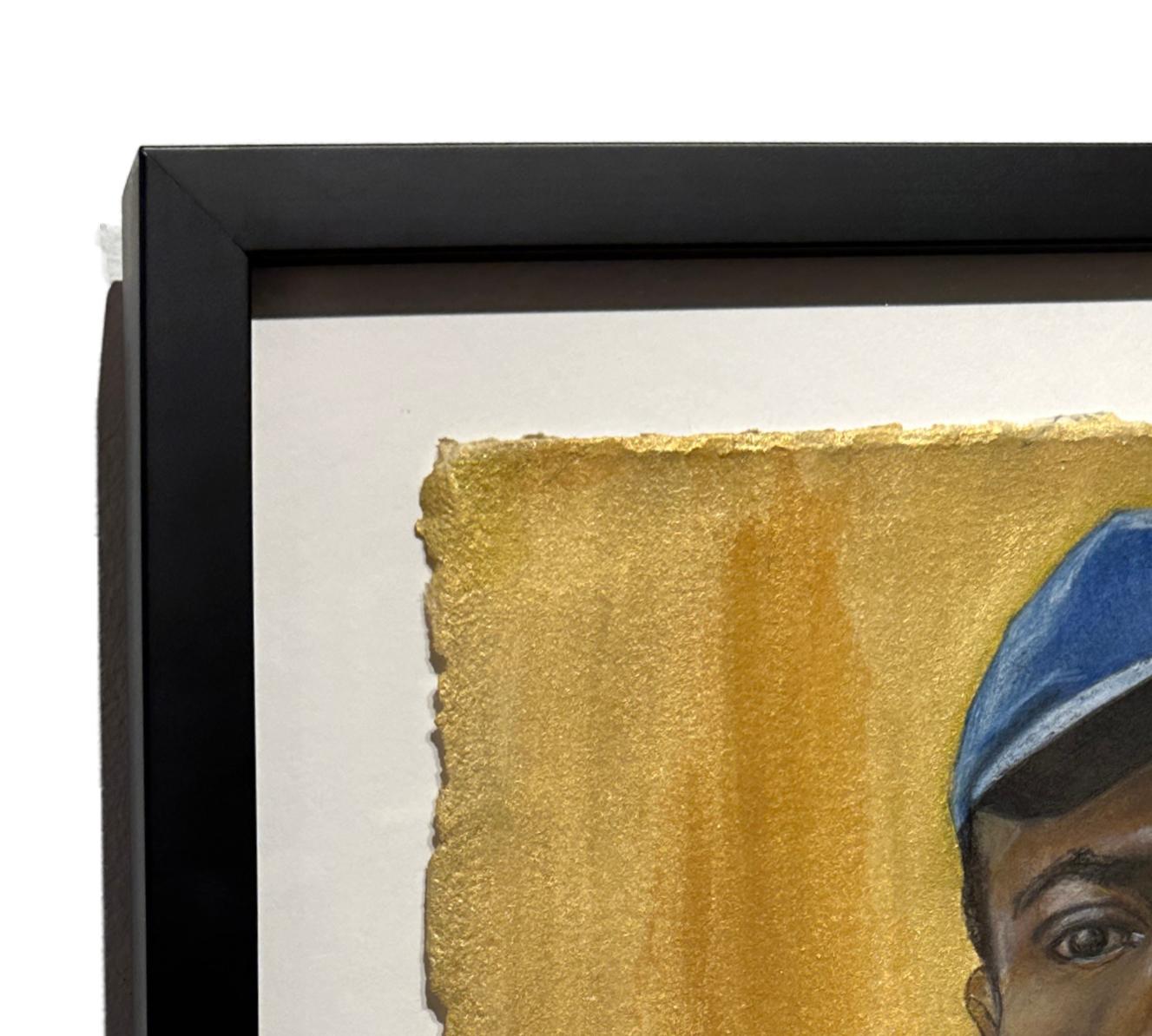 Cool Papa Bell - Baseball Great, Original Framed Watercolor on Archival Paper For Sale 2