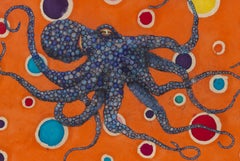 Mr. Bubbles - Blue Agave - Gyotaku Style Sumi Ink Painting of an Octopus