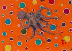 Mr. Bubbles - Plum Bob - Gyotaku Style Sumi Ink Painting of an Octopus