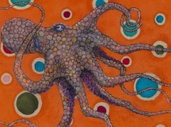 Mr. Bubbles - Plum Bob - Gyotaku Style Sumi Ink Painting of an Octopus