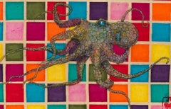 Studio 54 - Bananarama - Gyotaku Style Sumi Ink Painting of an Octopus