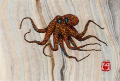 Apples and Oranges - Gyotaku Style Sumi Ink Painting of an Octopus