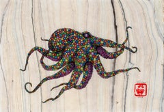 Antique Silly Rabbit, Trix are for Kids - Gyotaku Style Sumi Ink Painting of an Octopus 