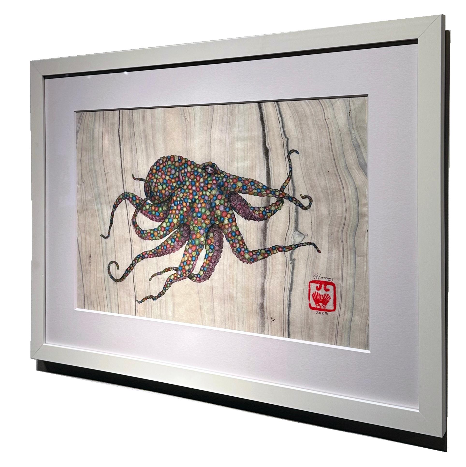 Silly Rabbit, Trix are for Kids - Peinture à l'encre Sumi de style Gyotaku d'un octopus en vente 2