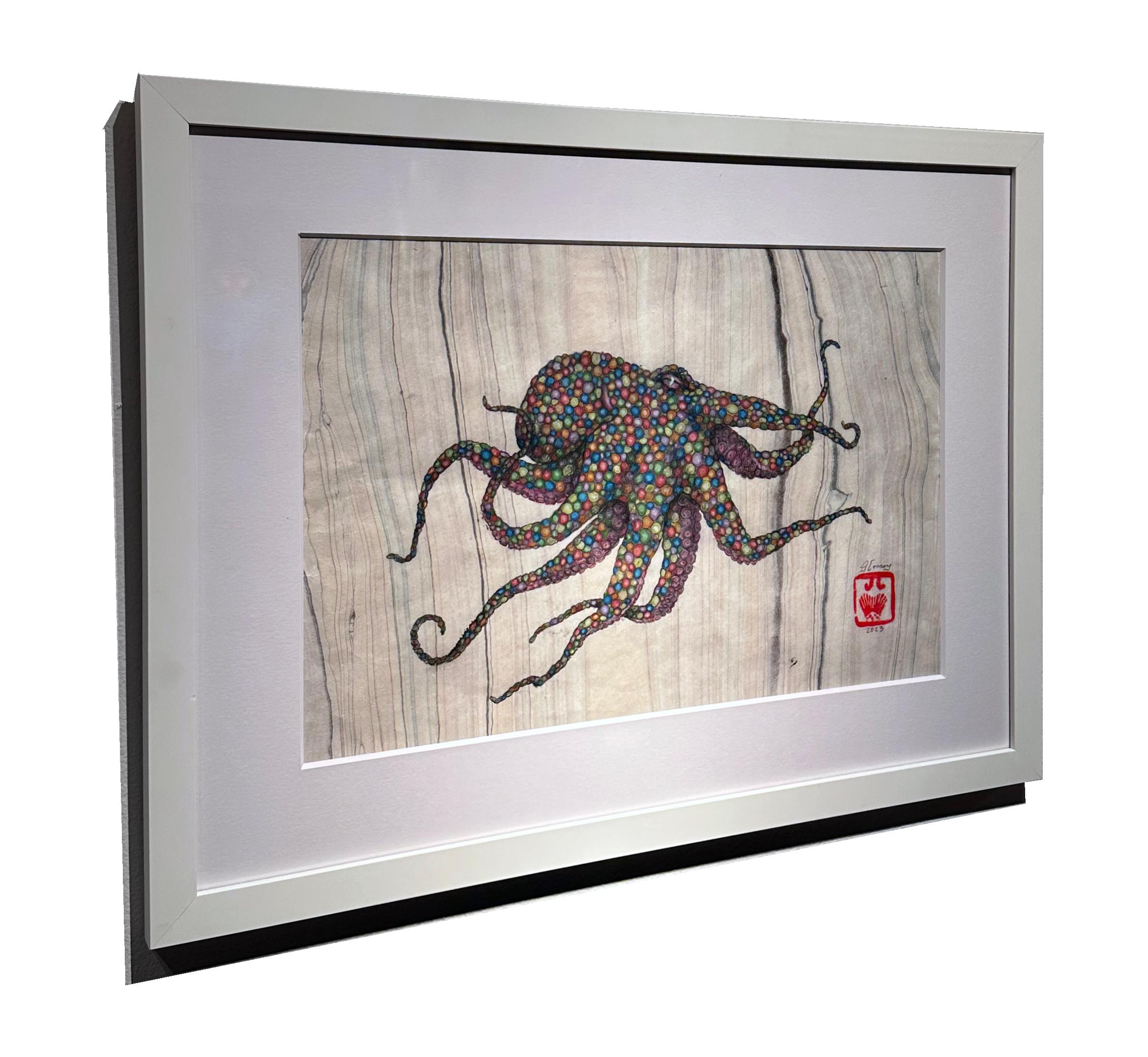 Silly Rabbit, Trix are for Kids - Peinture à l'encre Sumi de style Gyotaku d'un octopus en vente 3