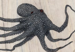 Quicksilver - Gyotaku Style Sumi Ink Painting of an Octopus