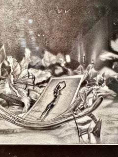 Actaeon's Folly - Still Life Drawing, Mythology Skull with Antlers, and Florals