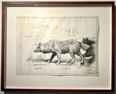 La Reunión - Lobos en grafito sobre pergamino antiguo Dibujo arquitectónico