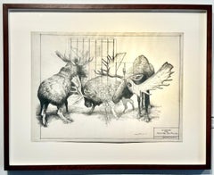 Obra - Alce en grafito sobre pergamino antiguo Dibujo arquitectónico