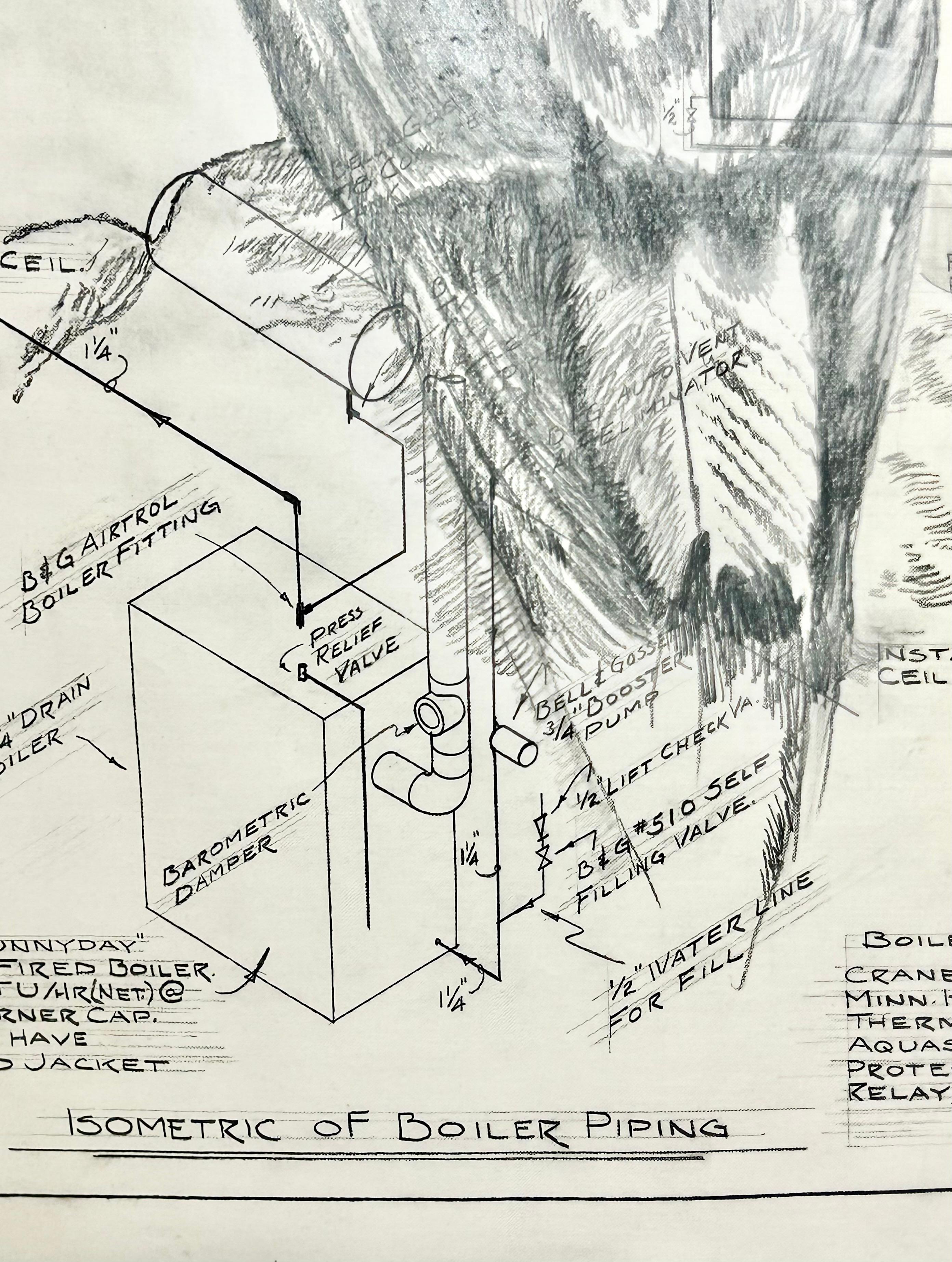 Un occhio per i dettagli - Aquile calve in grafite su antichi disegni architettonici 1