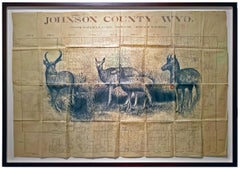 High Plaines Homestead - Ciervo berrendo en grafito sobre dibujos de mapas antiguos