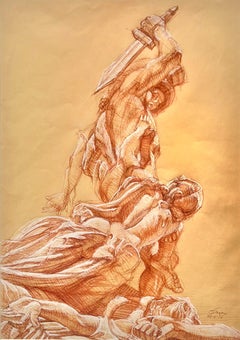 The Rape of Polyxena, by Pio Fedi, Loggia dei Lanzi, Florence - Original Ink