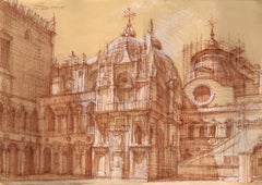 Courtyard of the Doge's Palace, Venice - Original Ink Drawing
