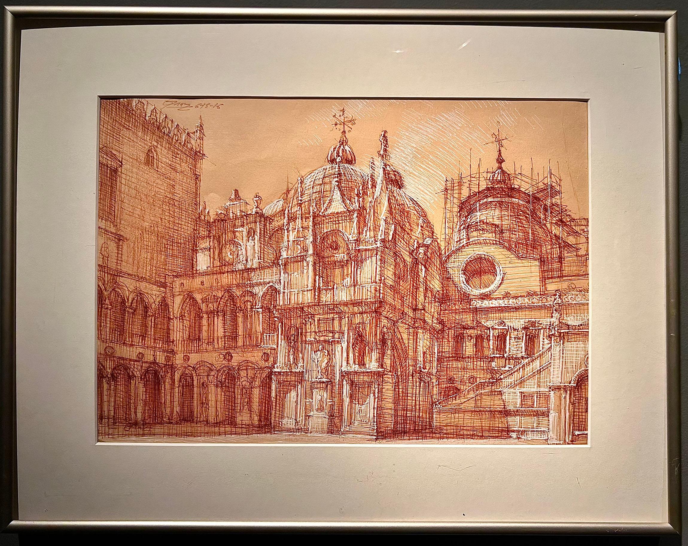 Courtyard of the Doge's Palace, Venice - Original Ink Drawing