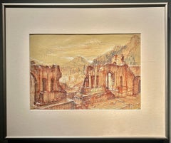 Greek Ampitheatre, Taormina, Sicily - Original Ink Drawing