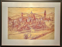 View of Florence with the Duomo - Original Ink Drawing