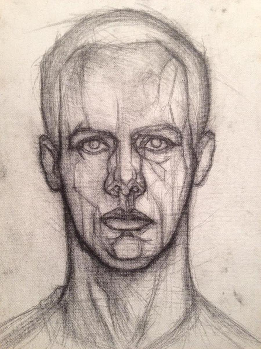 Self-Portrait - Disegno originale in grafite - Christopher Ganz