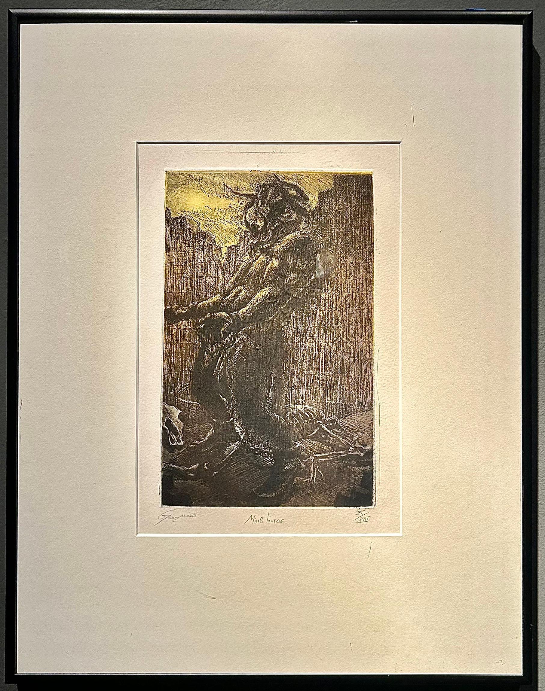 Minotauros - Original Etching - Christopher Ganz For Sale 1