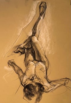 Kayla Invertida - Dibujo Original - Carboncillo y Tiza sobre Papel Tintado