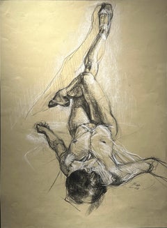 Kayla Invertida - Dibujo Original - Carboncillo y Tiza sobre Papel Tintado