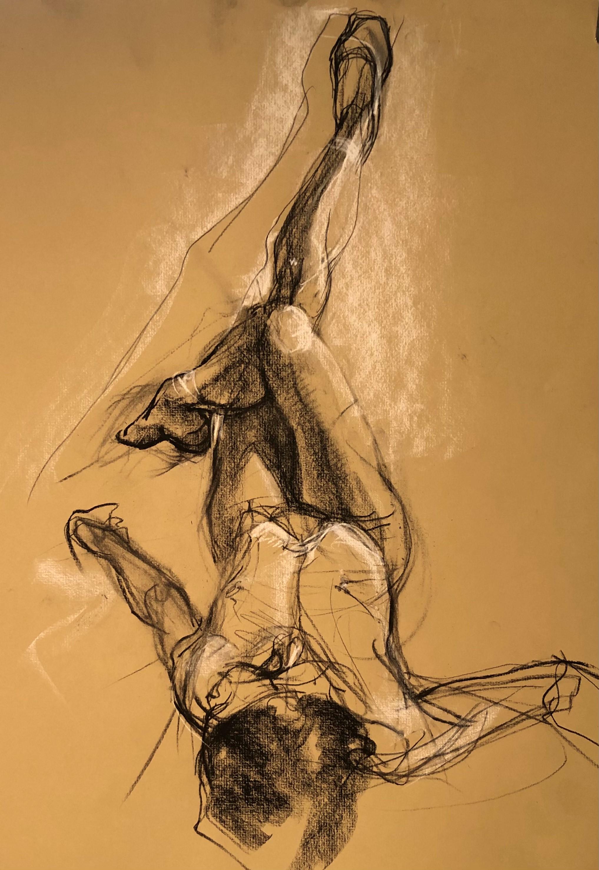 Inverted Kayla - Original Drawing - Charcoal and Chalk on Tinted Paper