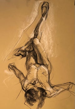 Inverted Kayla - Original Drawing - Charcoal and Chalk on Tinted Paper