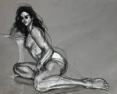 Kayla - Dibujo Original - Carboncillo y Tiza sobre Papel Tintado
