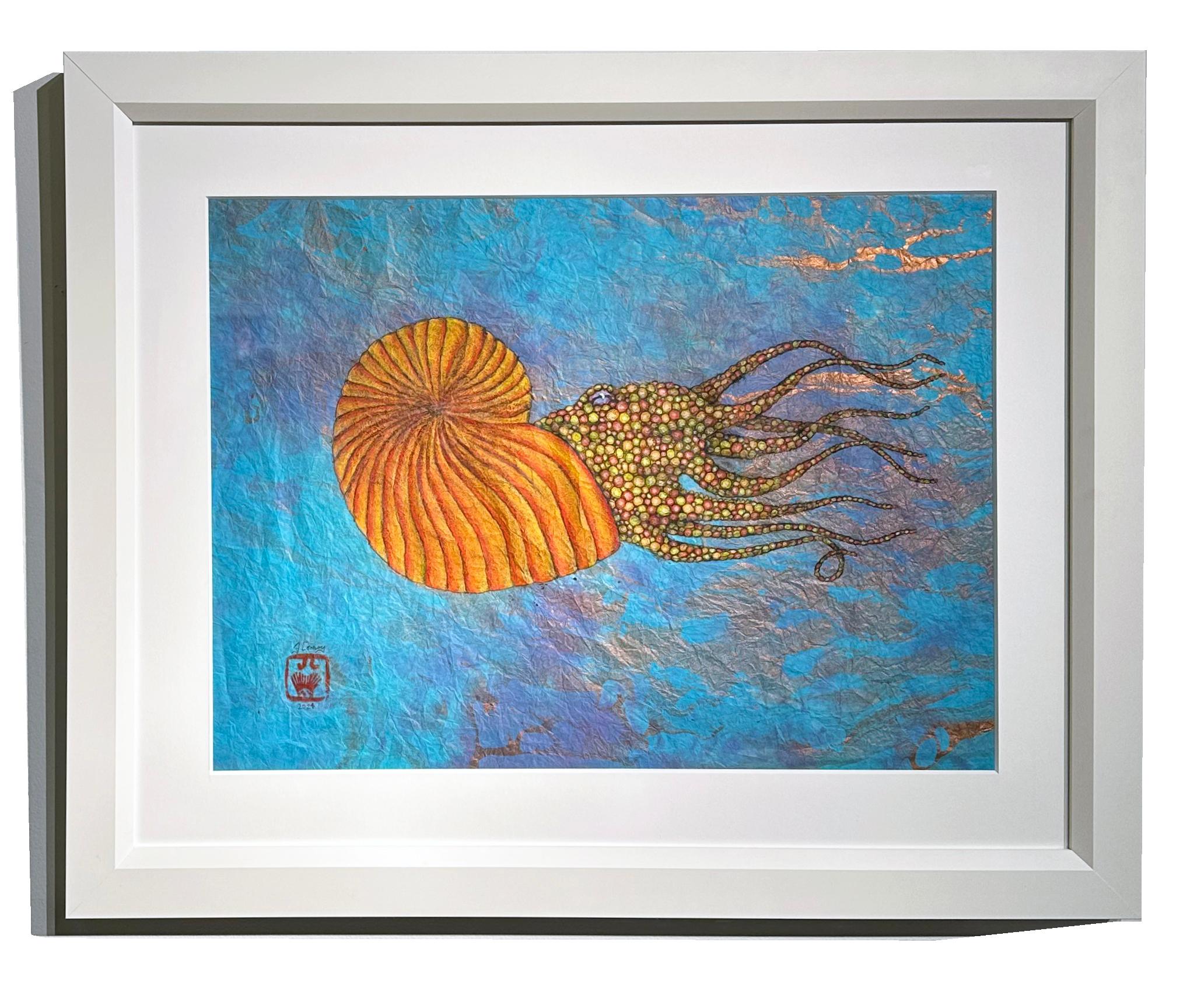 Jeff Conroy Peinture à l'encre Sumi de style Gyotaku Tangerine