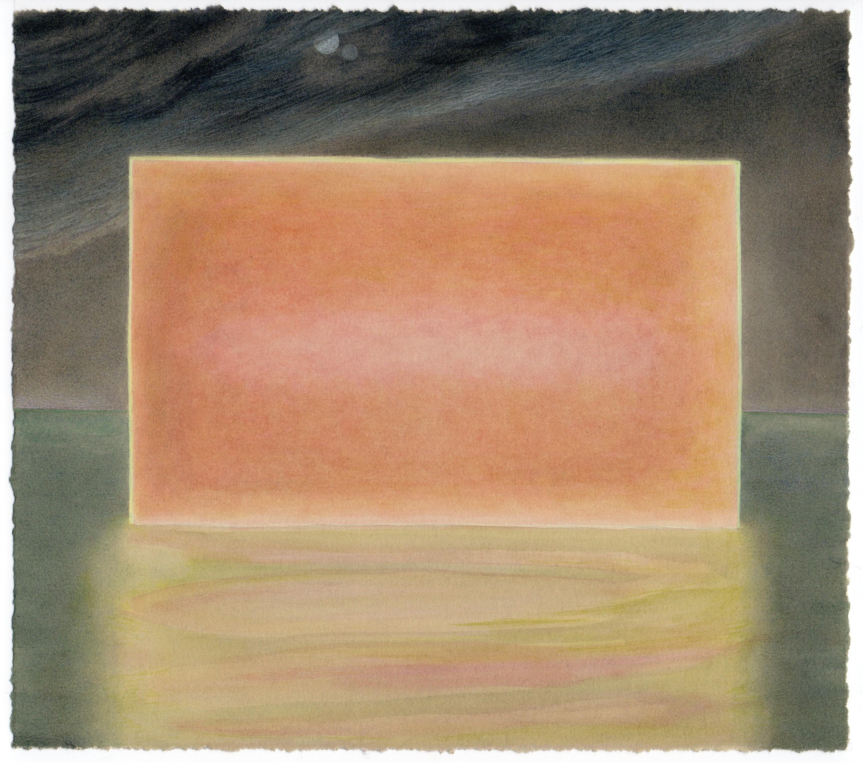 Landscape Art Christina Haglid - Monolith n° 5, Surréaliste, aquarelle et gouache sur papier, encadré