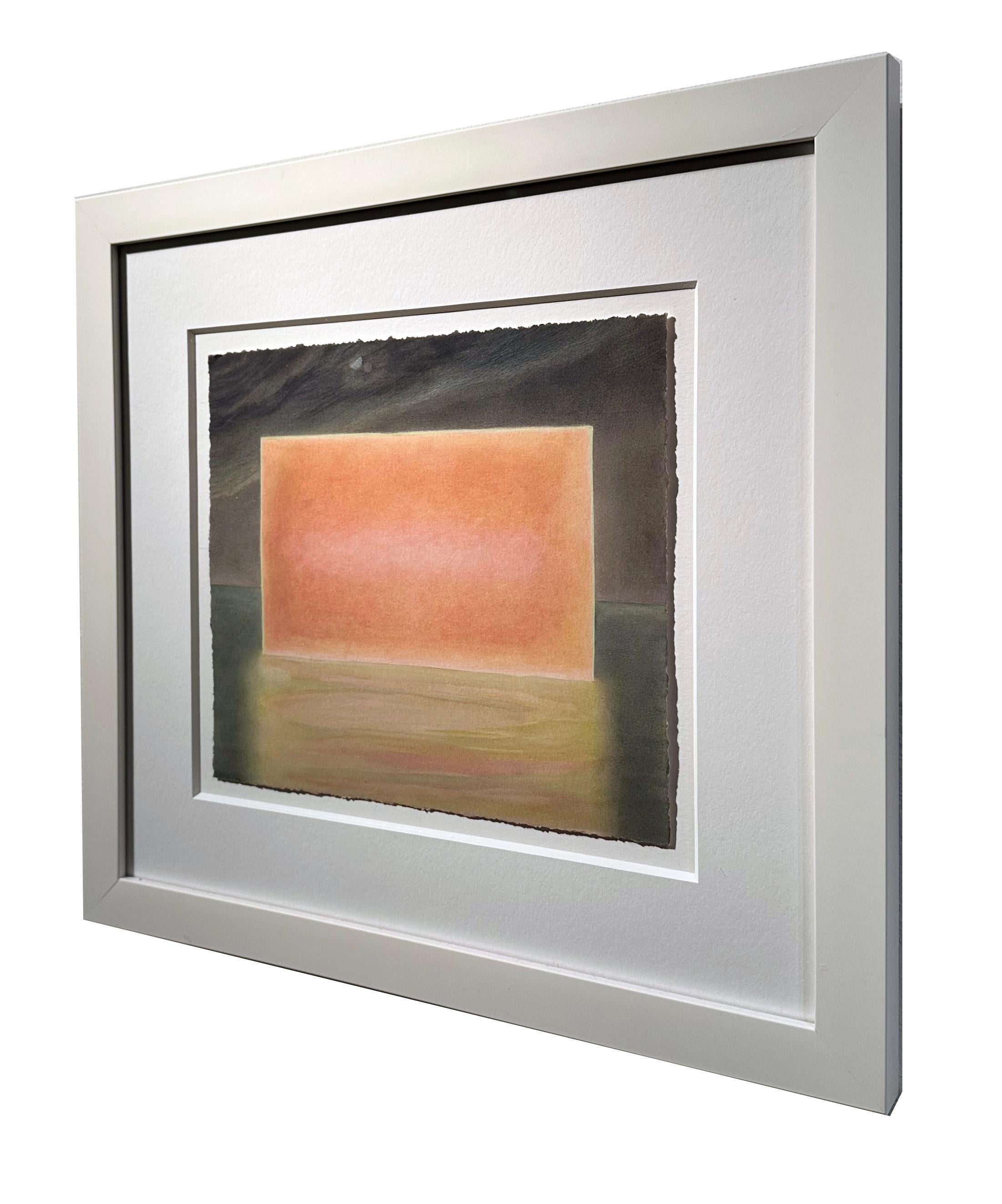 Monolith n° 5, Surréaliste, aquarelle et gouache sur papier, encadré - Art de Christina Haglid