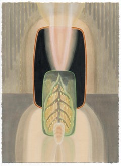 Gentle Winter - Geometric Organic Nature Scene, Watercolor & Gouache, Framed
