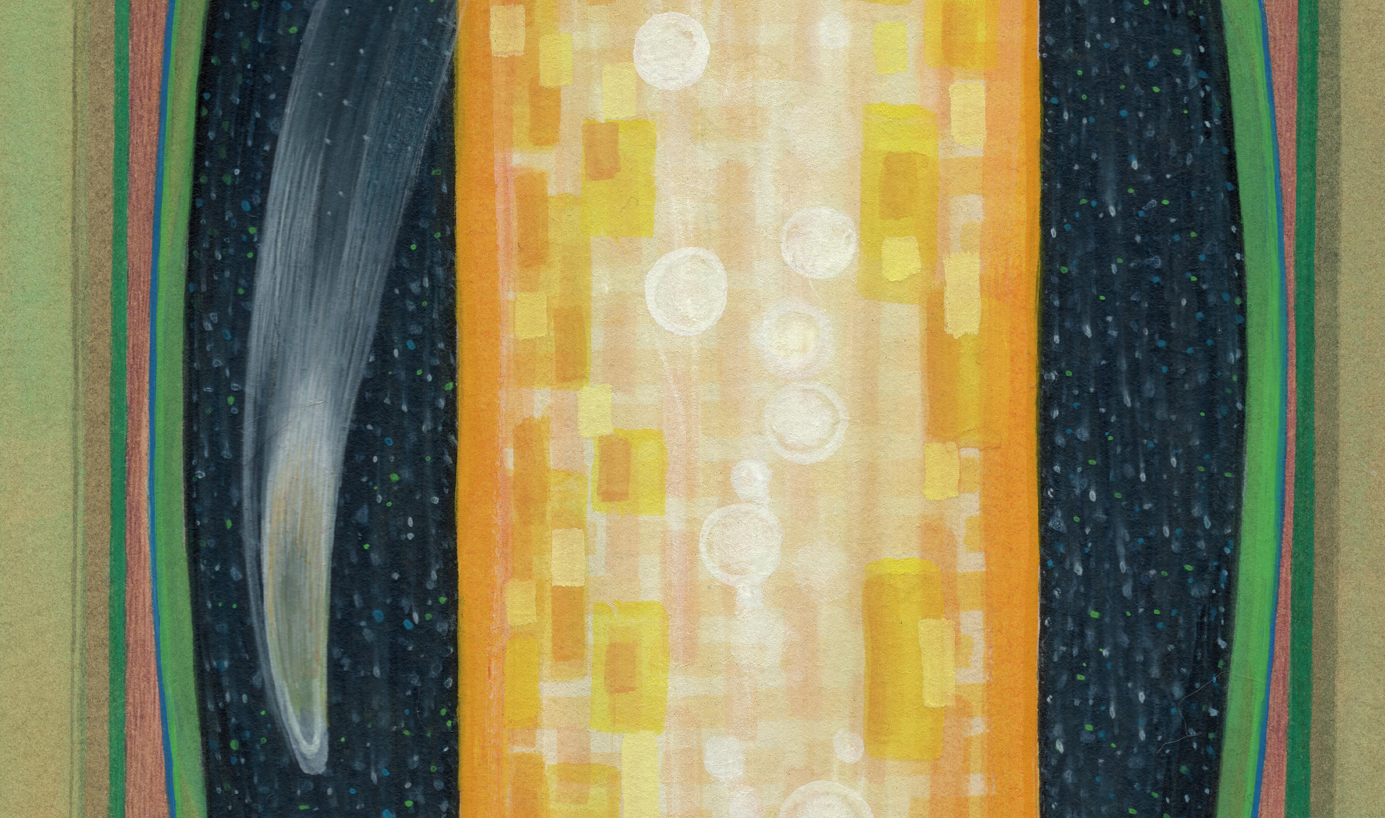 Neowise - Cometa atravesando paisaje geométrico de noche, Obra de Arte Original 4