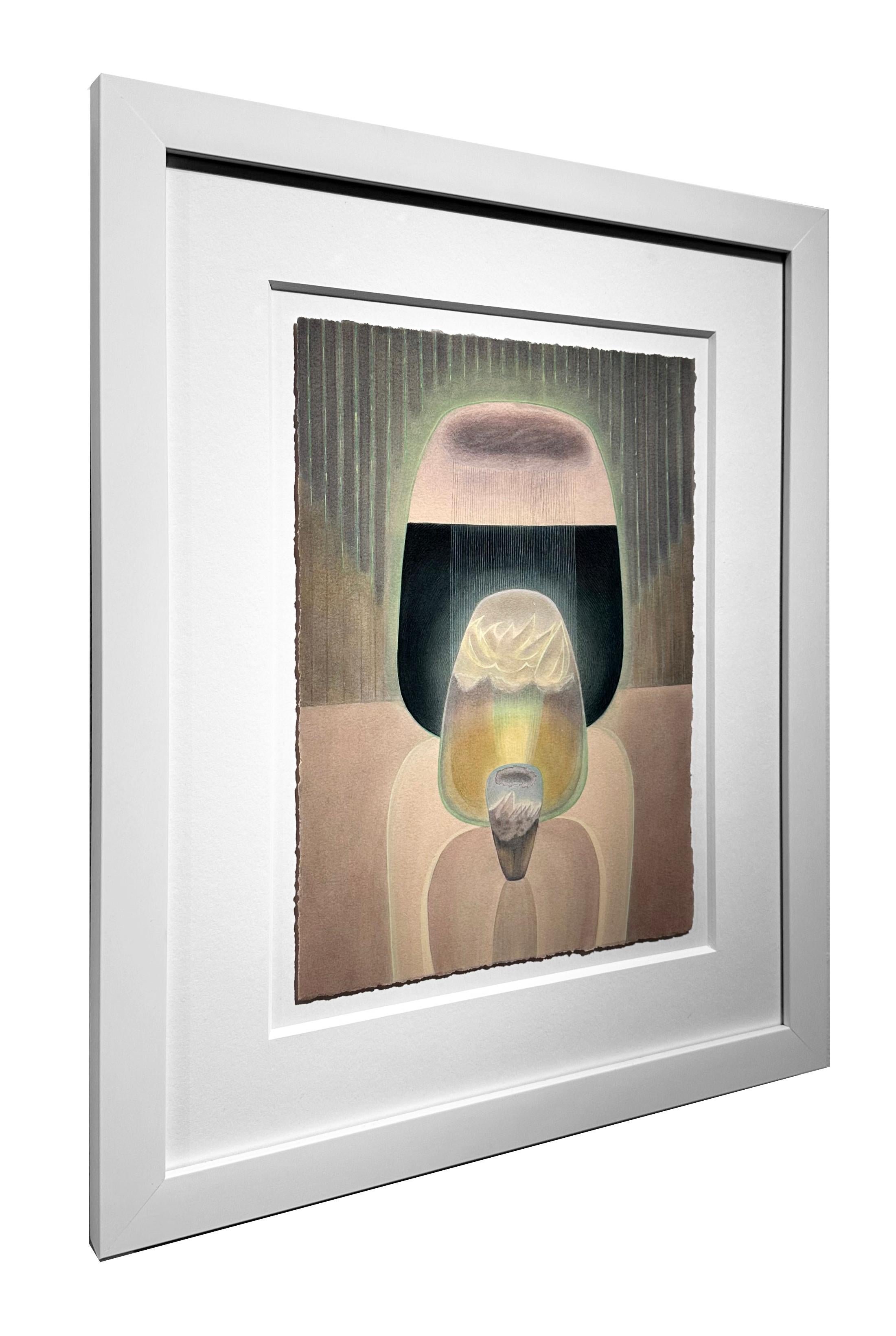 Open Sky - Scena di paesaggio impilata con tempo e flora, opera d'arte originale, incorniciata - Art Contemporaneo di Christina Haglid