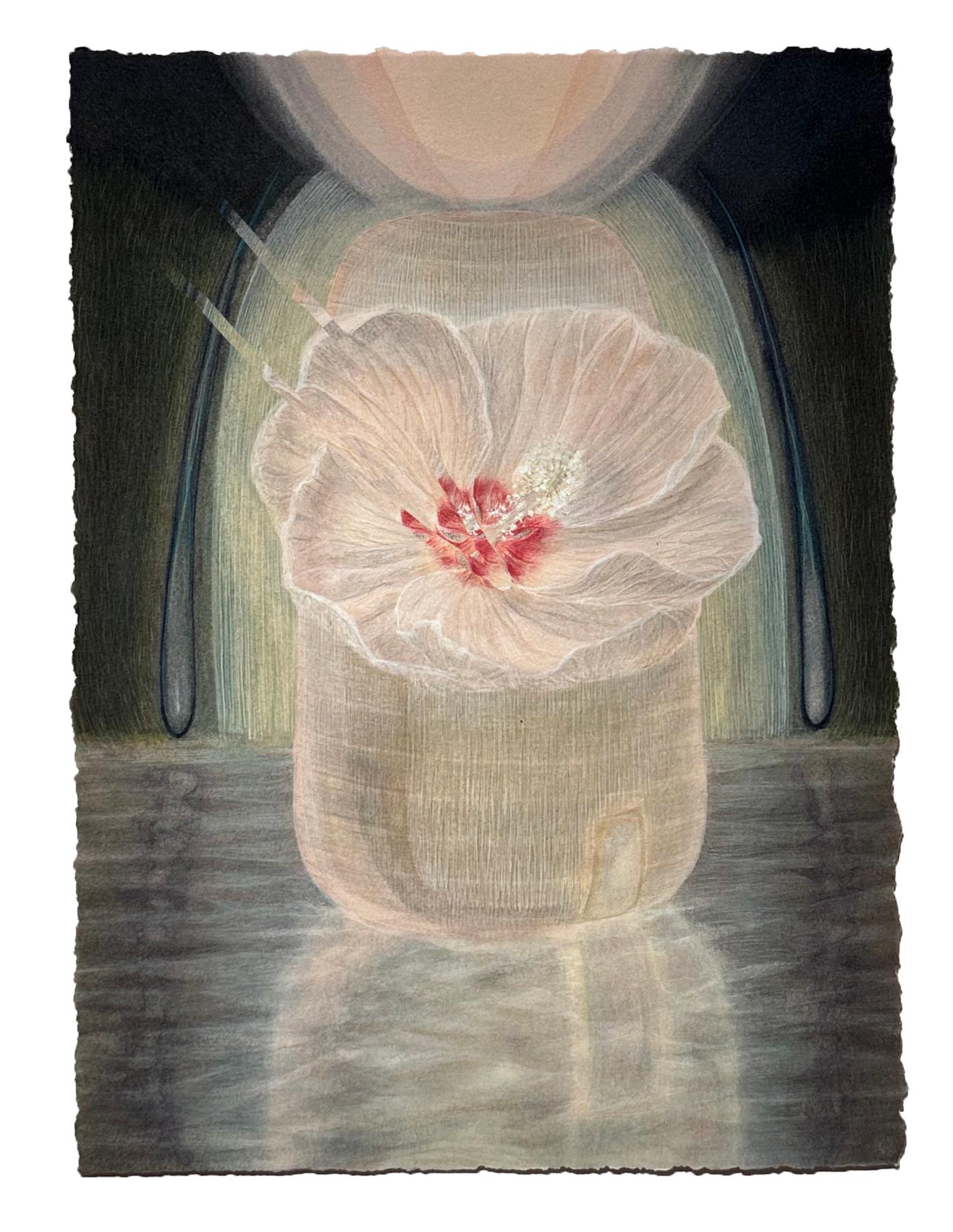 Landscape Art Christina Haglid - Midnight Nest, paysage surréaliste, aquarelle et gouache sur papier, encadré