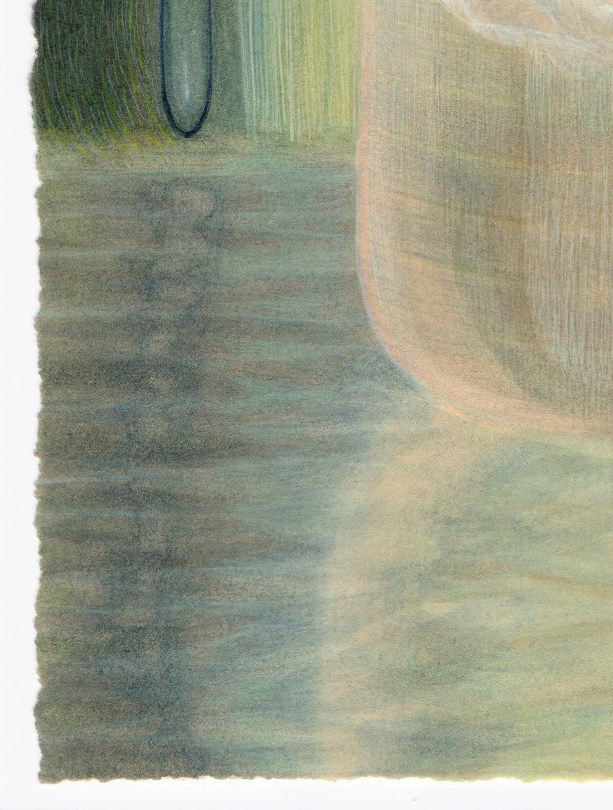 Midnight Nest, paysage surréaliste, aquarelle et gouache sur papier, encadré 2