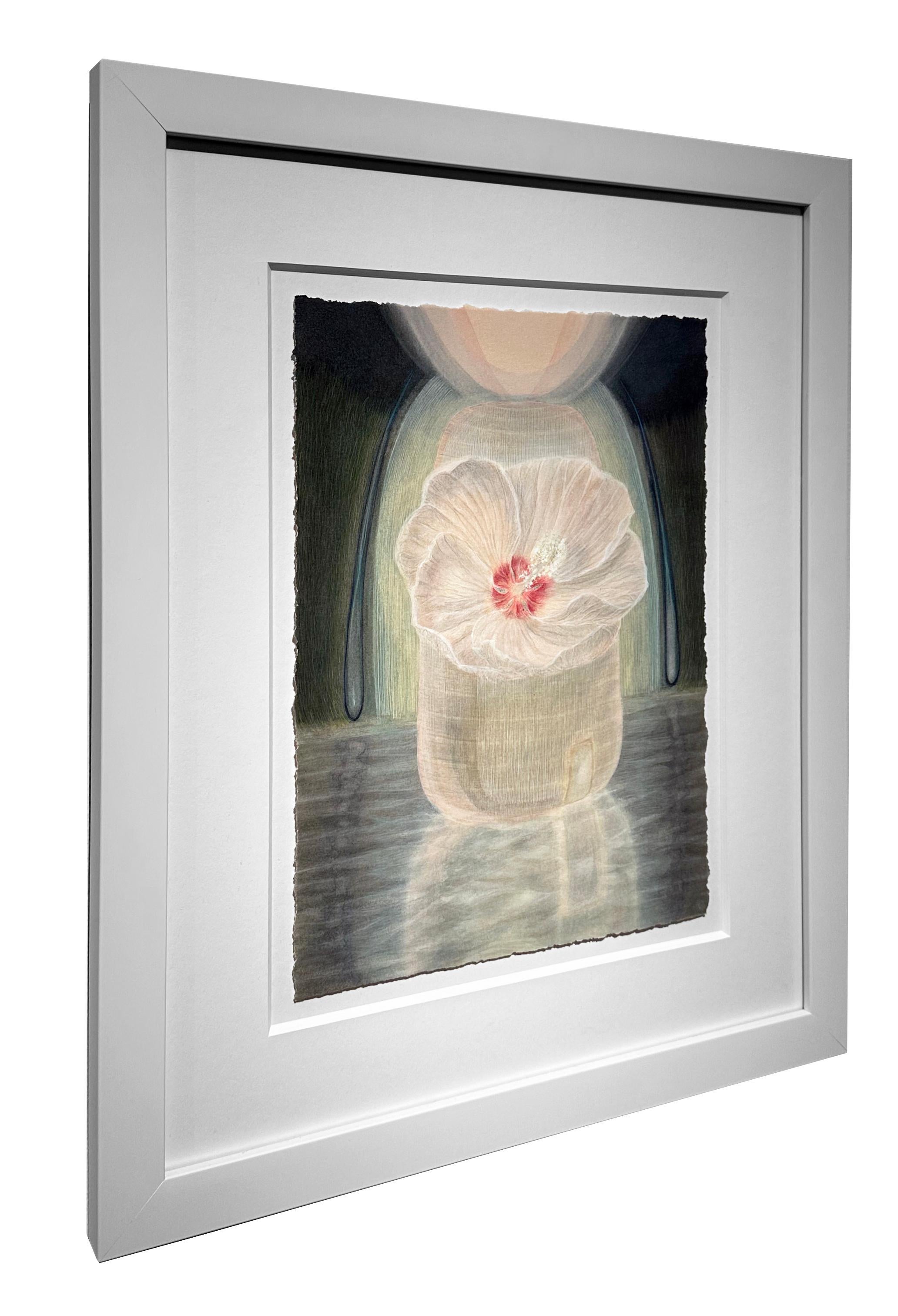 Midnight Nest, paysage surréaliste, aquarelle et gouache sur papier, encadré - Contemporain Art par Christina Haglid