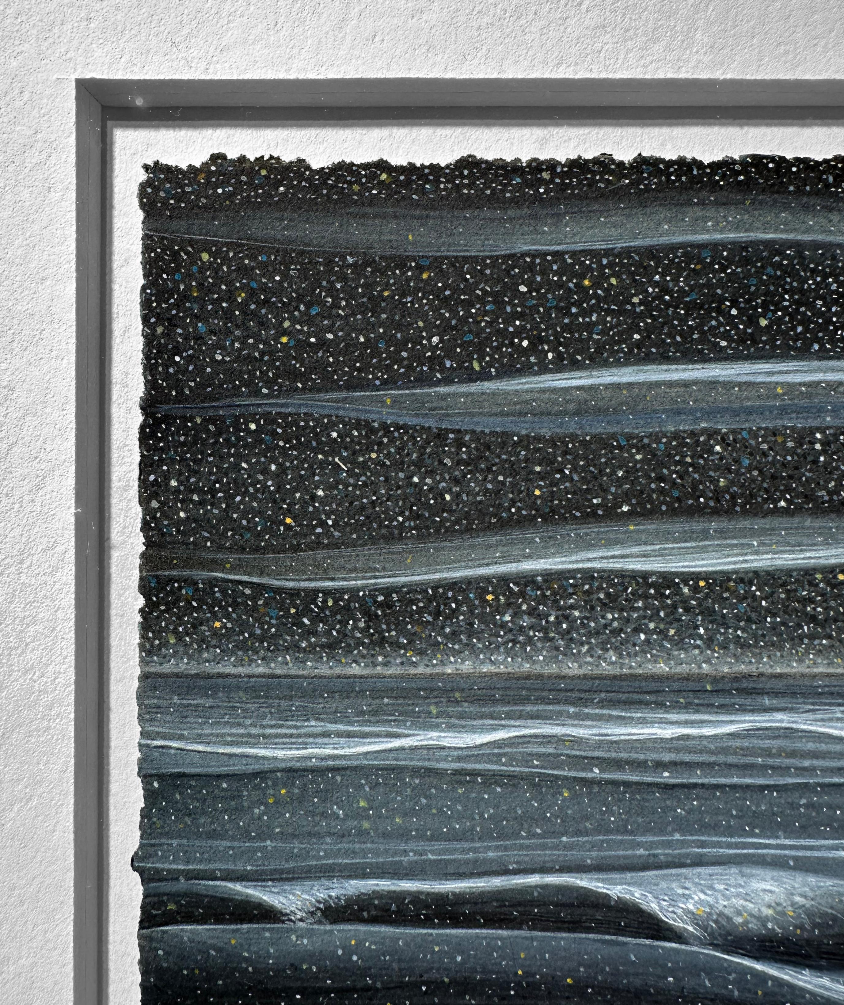 Stars with Ocean No. 4 - Night Time Water Landscape with Stars, Original Artwork - Black Still-Life by Christina Haglid