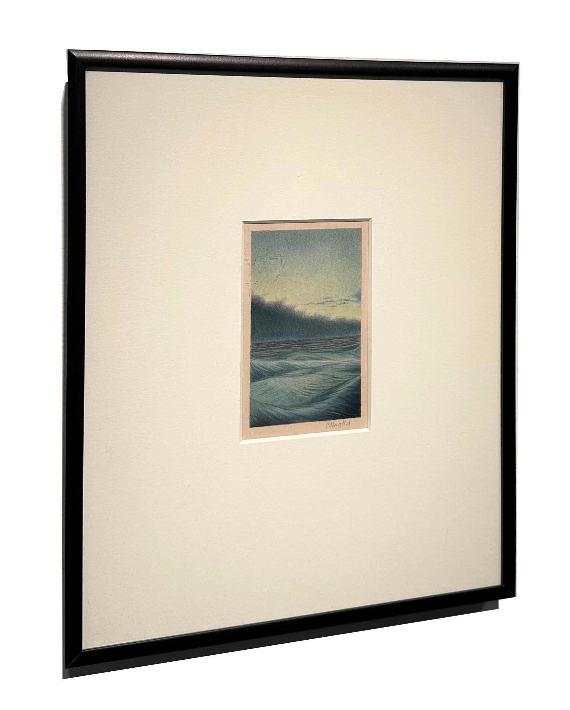 March Sea - Petit paysage marin détaillé,  Aquarelle sur papier, encadrée en vente 3