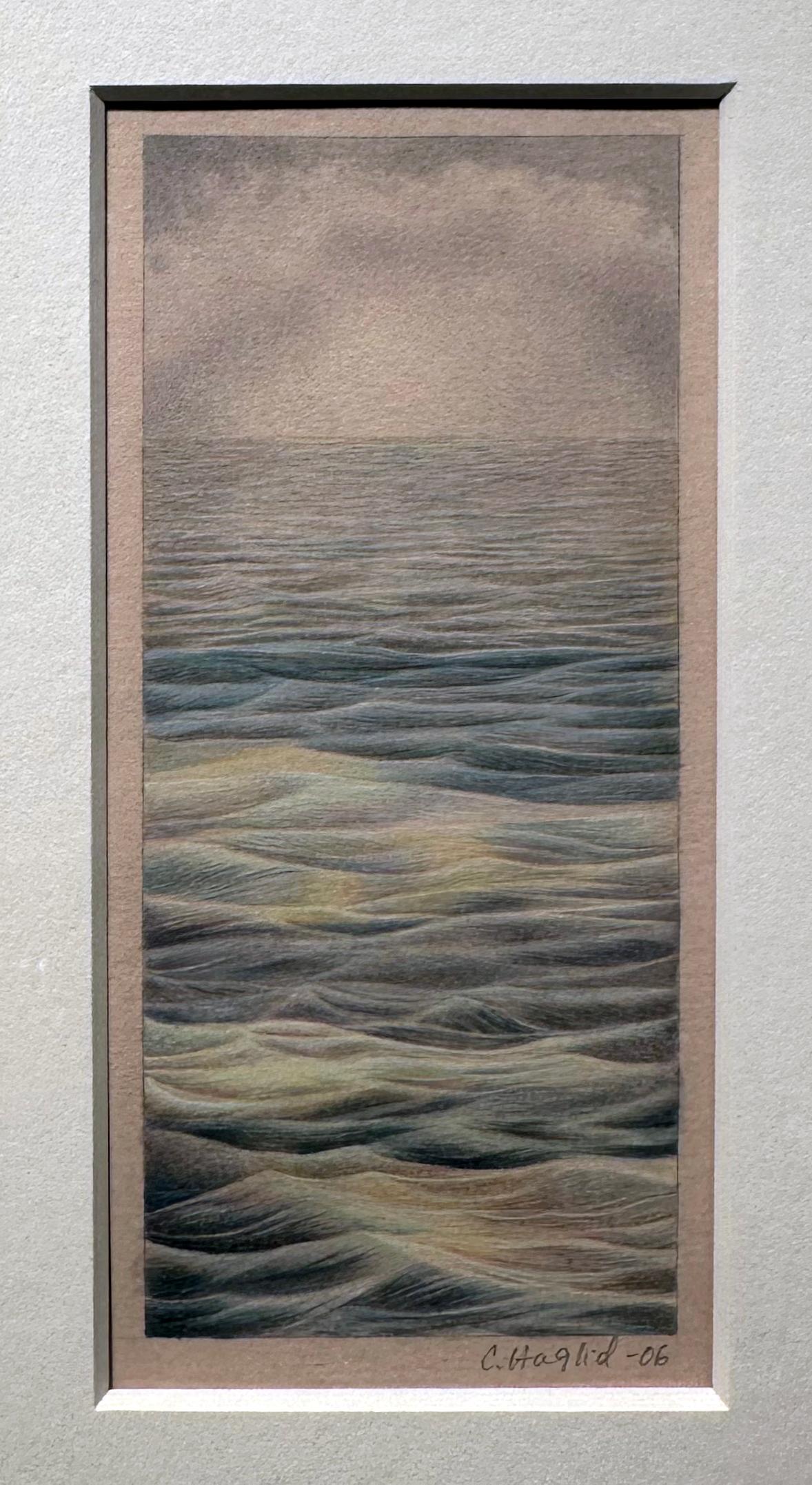 Current - Kleines Aquarell einer Meereslandschaft auf Archivalität  Papier und gerahmt im Angebot 3